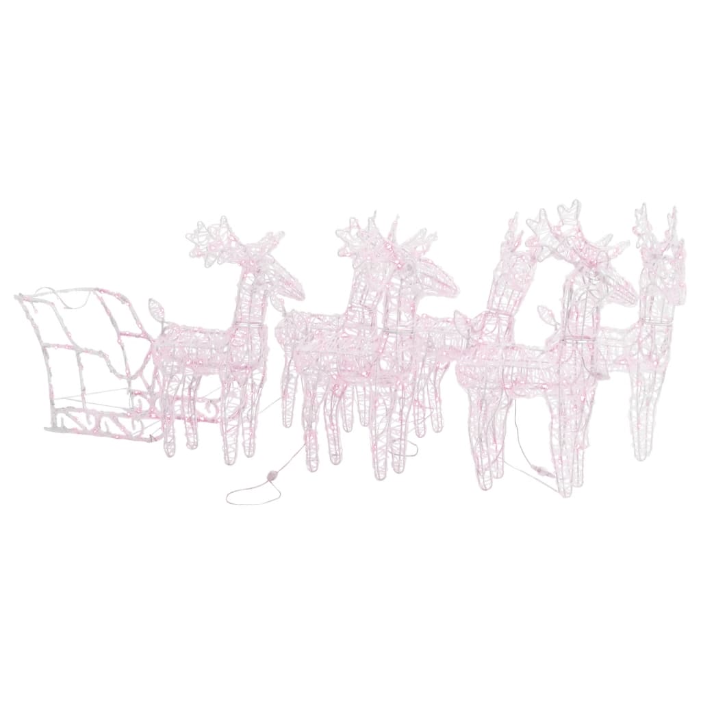 Image of vidaXL Reindeers & Sleigh Christmas Decoration 280x28x55 cm Acrylic