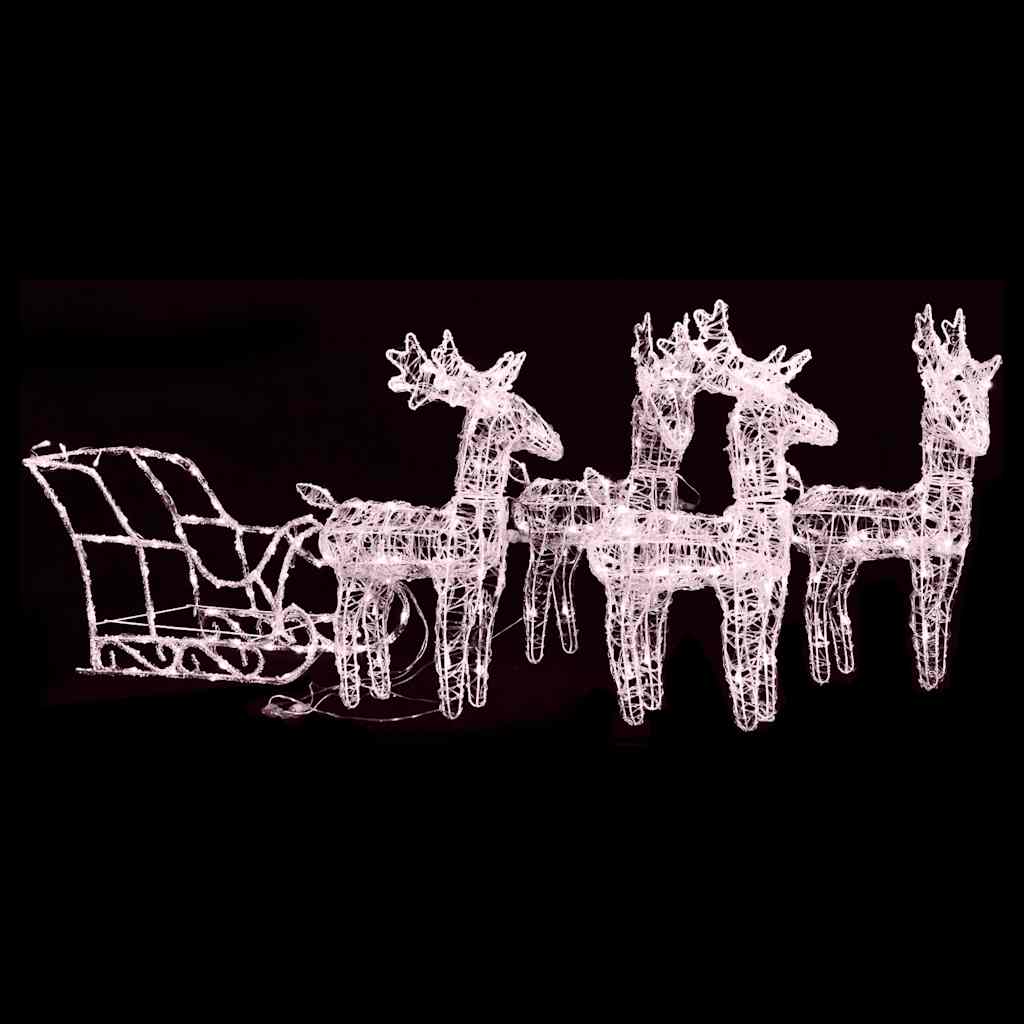 vida XL Weihnachtsdekoration Rentiere & Schlitten 280x 28x 55 cm Acryl