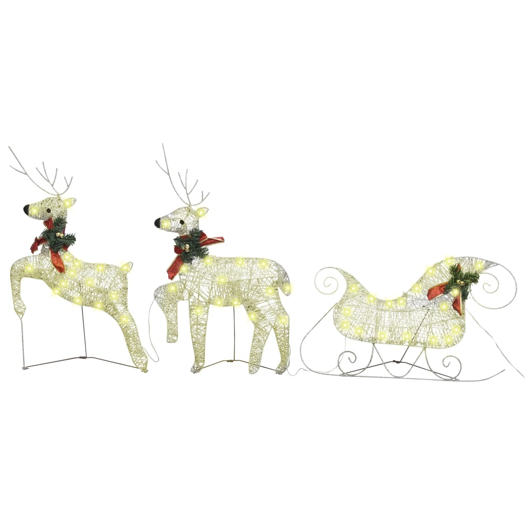

vidaXL Reindeer & Sleigh Christmas Decoration 60 LEDs Outdoor Gold