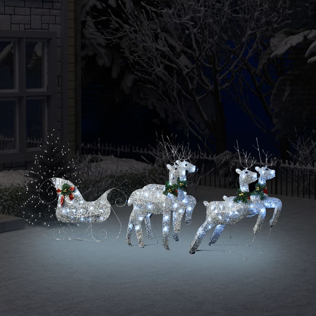 rensdyr & kane udendørs juledekoration 100’er LED sølvfarvet