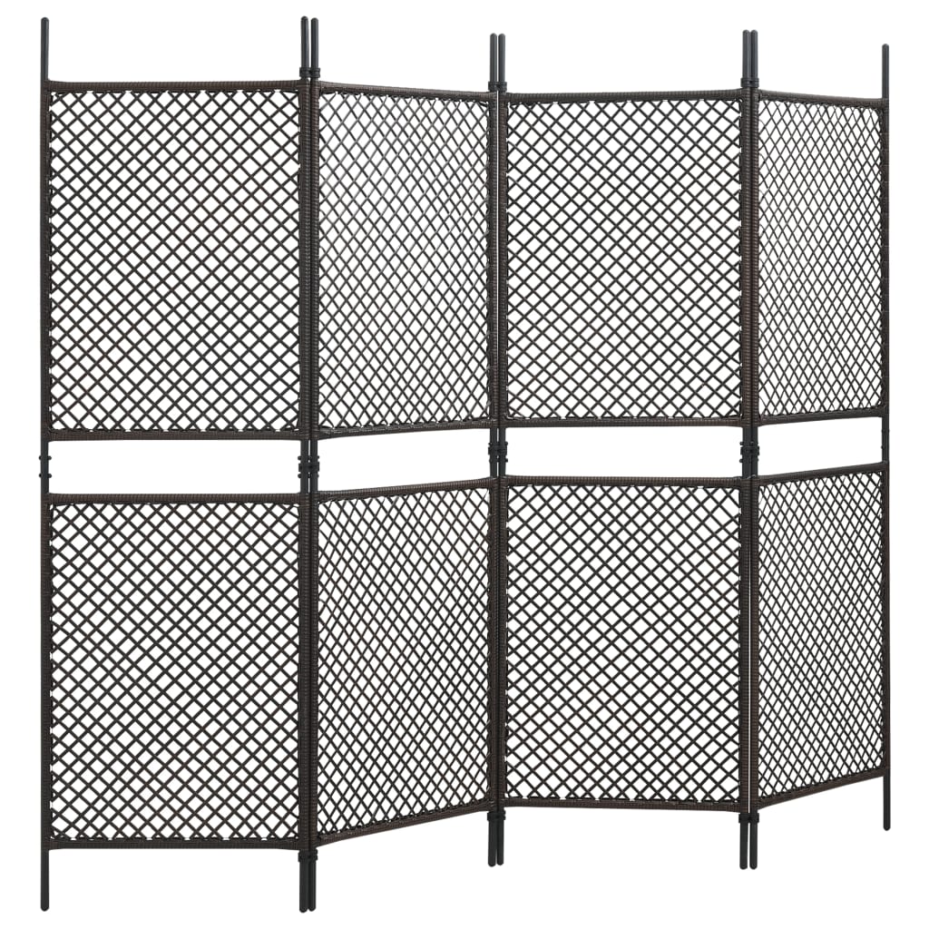 vidaXL Zaunelement Poly Rattan 2,4x2 m Braun