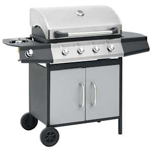 vidaXL Kaasugrilli 4+1 keittotasoa musta ja hopea