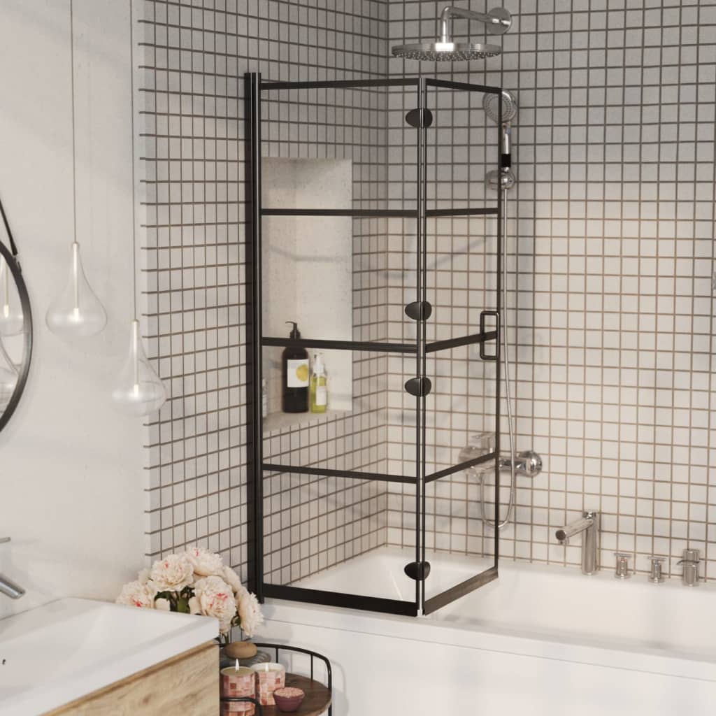 vidaXL Cabină de duș pliabilă, negru, 100×140 cm, ESG vidaXL