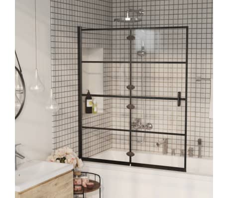 VidaXL Folding Shower Enclosure 2 Panels ESG 120x140cm Bathtub Wall Screen On