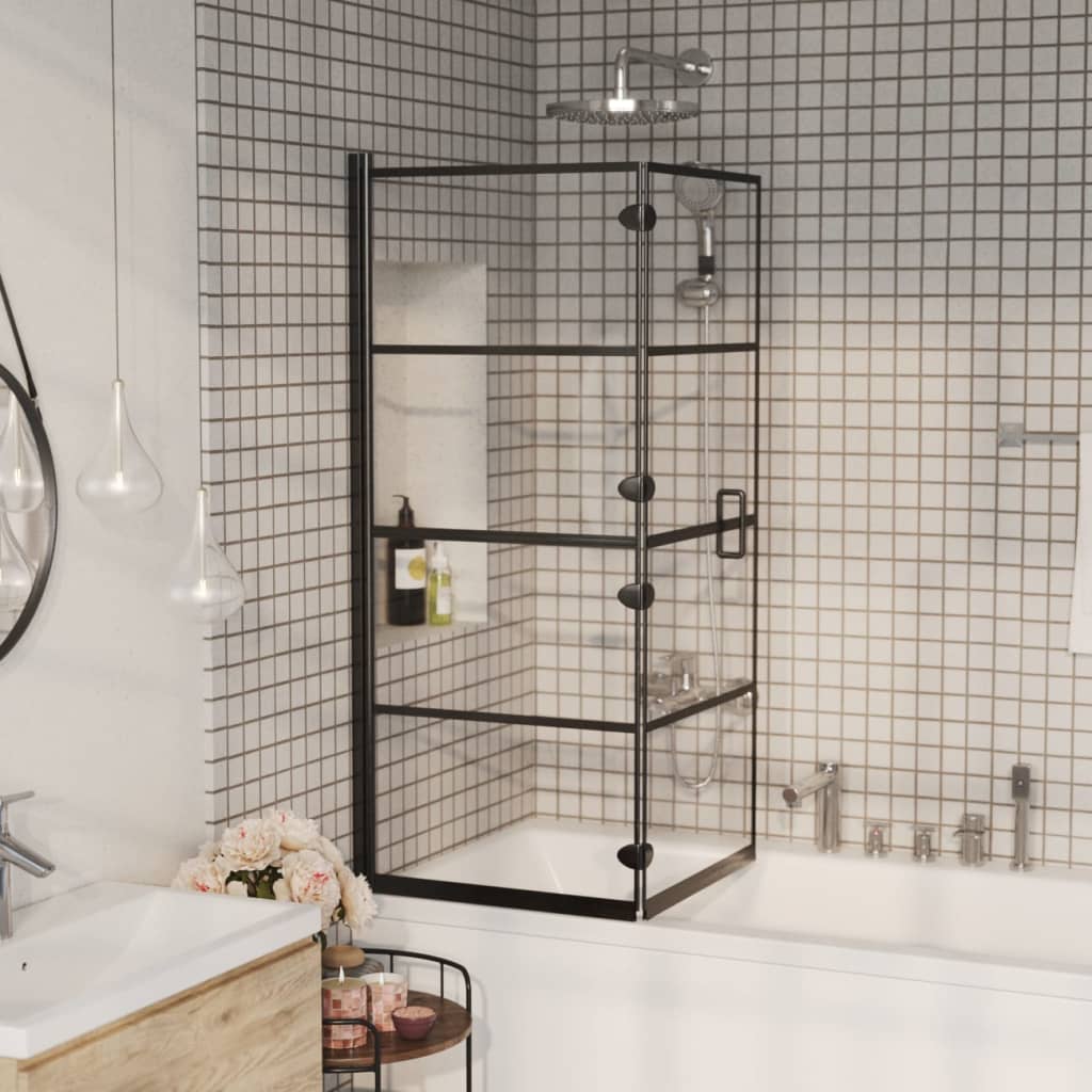 vidaXL Cabină de duș pliabilă, negru, 120×140 cm, ESG vidaXL