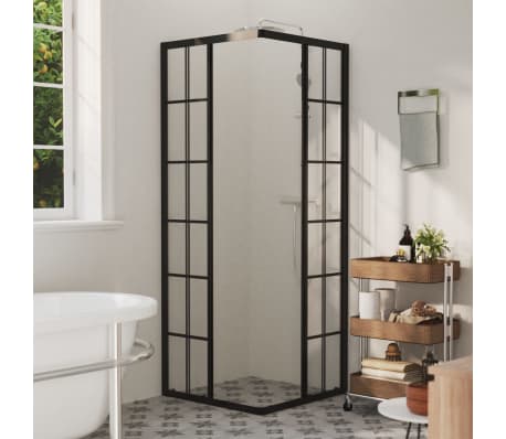 VidaXL Duschkabine Aus ESG-Glas 116x140 Cm – Schwarz Mit Gitterdruck | Modern & Leicht Zu Montieren