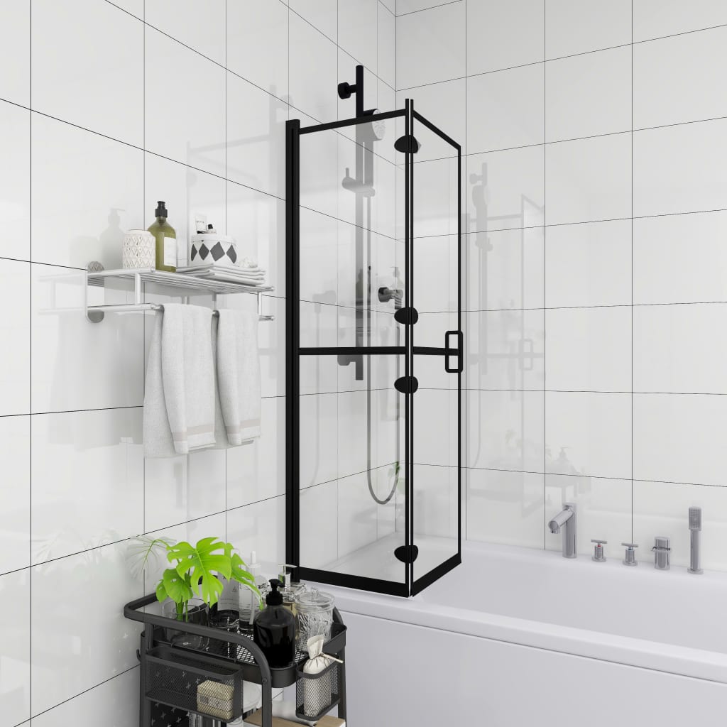 vidaXL Taittuva suihkuseinä ESG 80x140 cm musta