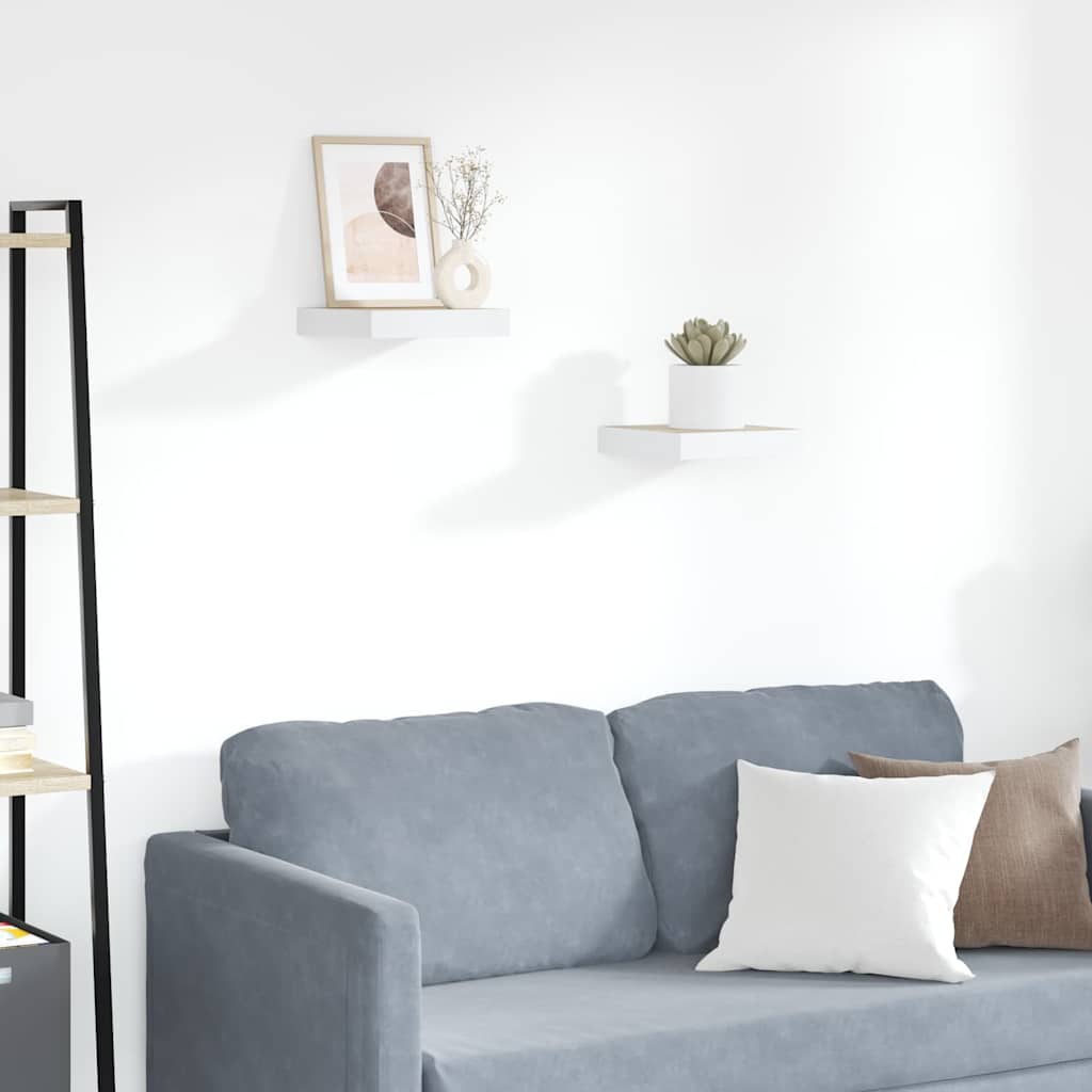 vidaXL Rafturi perete suspendate 2 buc. alb/stejar 23x23,5x3,8 cm MDF