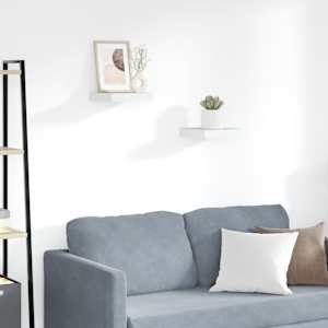 Stenske police 2 kosa barva hrasta in bela 23x23,5x3,8 cm MDF