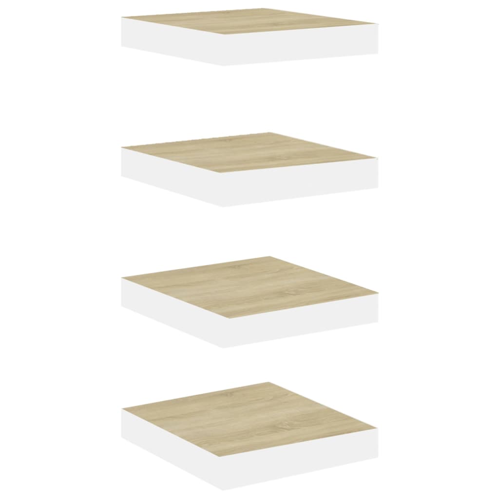 

vidaXL Floating Wall Shelves 4 pcs Oak and White 9.1"x9.3"x1.5" MDF