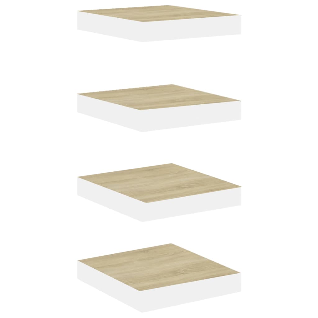 vidaXL Plovoucí nástěnné police 4 ks dub a bílé 23 x 23,5 x 3,8 cm MDF