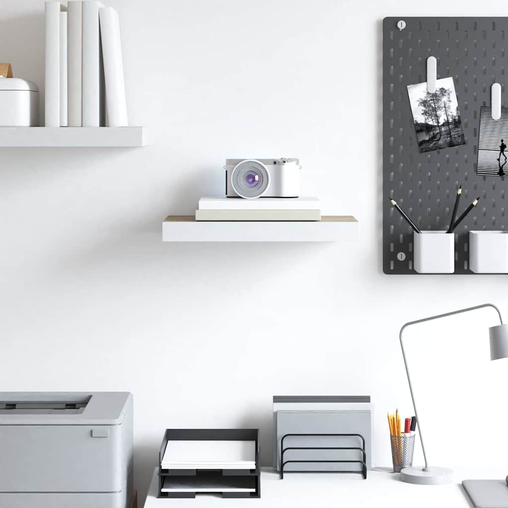 Thumbnail - vidaXL Schweberegal Eichenoptik und Weiß 40x23x3,8 cm MDF