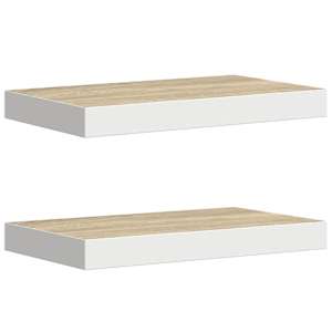 Plovoucí nástěnné police 2 ks dub a bílé 40 x 23 x 3,8 cm MDF - obrázek 2