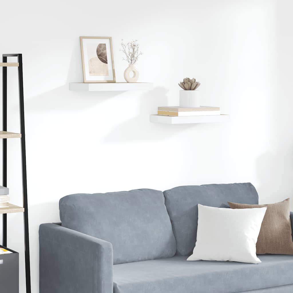 vidaXL Schweberegale 2 Stk. Eichen-Optik und Weiß 40x23x3,8 cm MDF