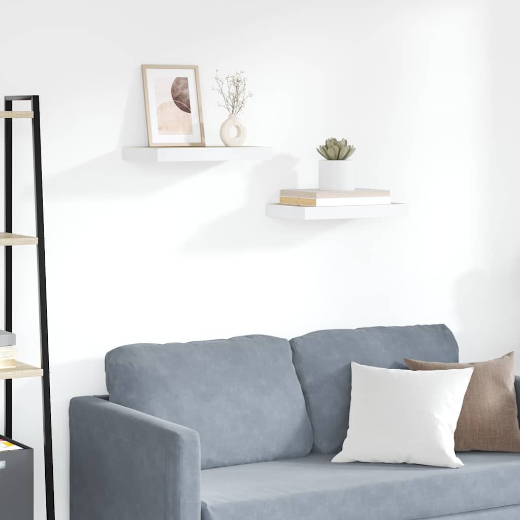 vidaXL væghylder 2 stk. 40x23,5x3,8 cm MDF egetræsfarve og hvid
