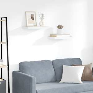 Stenske police 2 kosa barva hrasta in bela 40x23x3,8 cm MDF