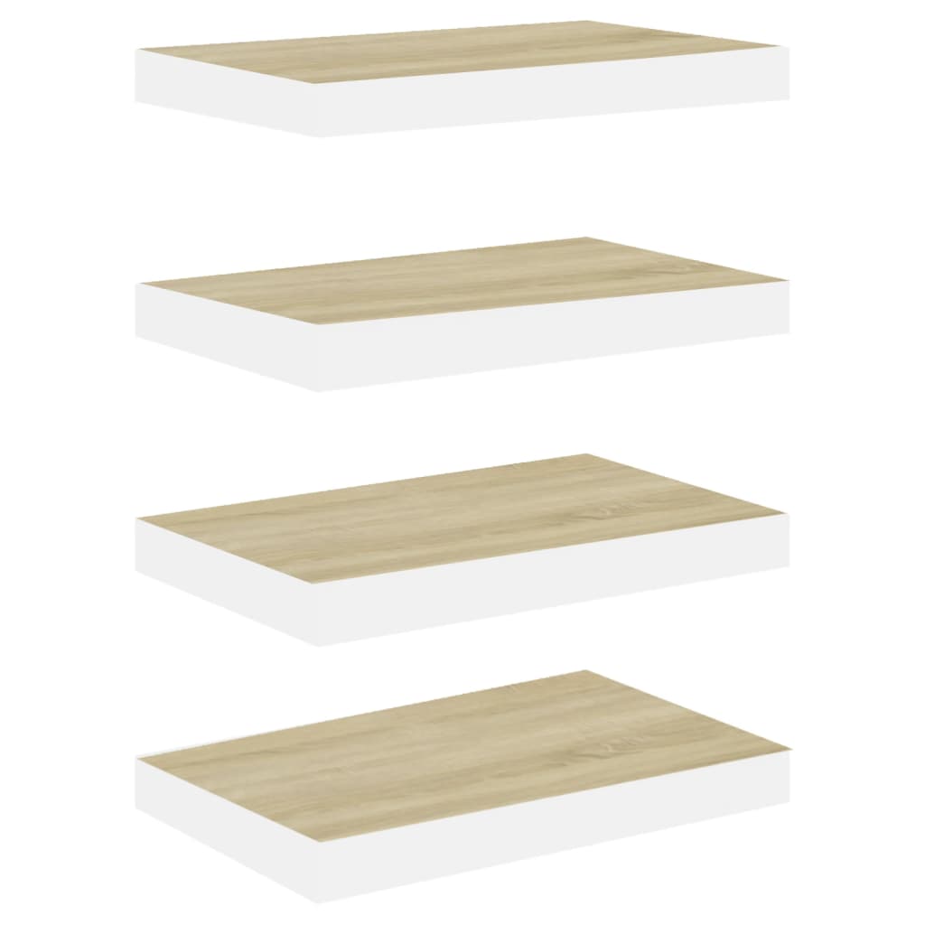 

vidaXL Floating Wall Shelves 4 pcs Oak and White 15.7"x9.1"x1.5" MDF