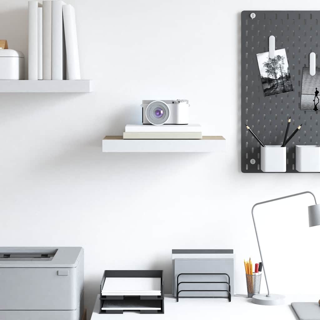 Thumbnail - vidaXL Schweberegal Eichen-Optik und Weiß 50x23x3,8 cm MDF