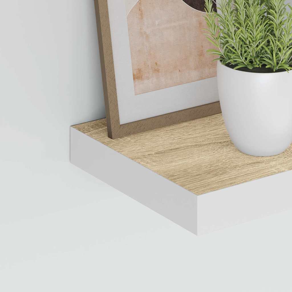 vidaXL Wandschap zwevend 50x23,5x3,8 cm MDF eikenkleurig en wit, foto 4