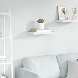 Stenska polica barva hrasta in bela 50x23x3,8 cm MDF