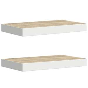 Plovoucí nástěnné police 2 ks dub a bílé 50 x 23 x 3,8 cm MDF - obrázek 2