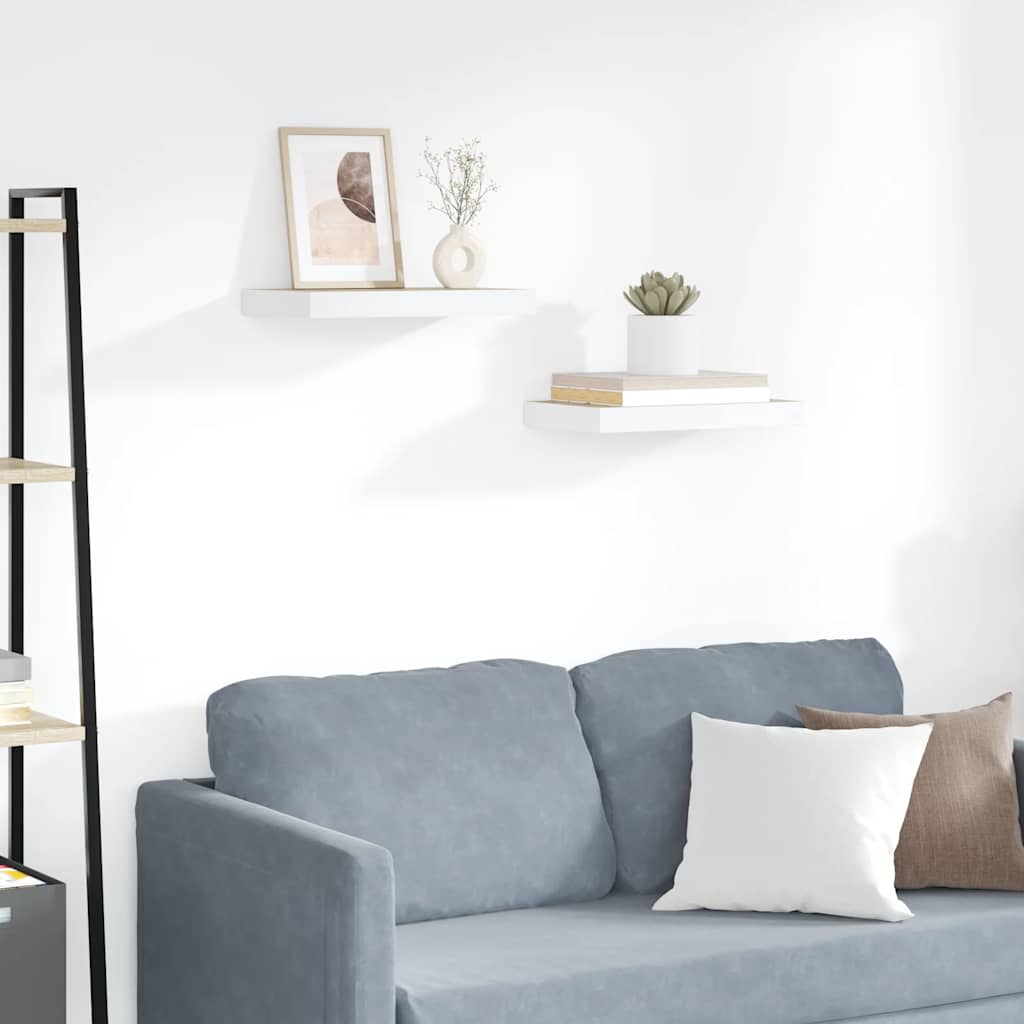 vidaXL Schweberegale 2 Stk. Eichen-Optik und Weiß 50x23x3,8 cm MDF