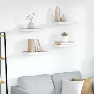 Stenske police 4 kosi barva hrasta in bela 50x23x3,8 cm MDF