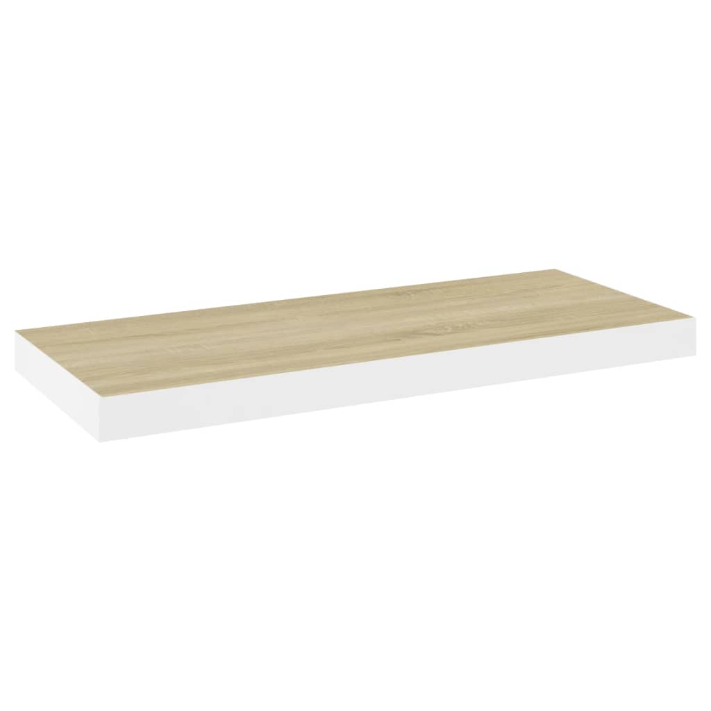 

vidaXL Floating Wall Shelf Oak and White 23.6"x9.3"x1.5" MDF