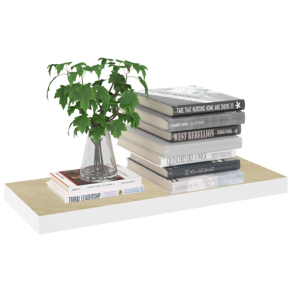 

vidaXL Wandschappen zwevend 2 st 60x23,5x3,8 cm MDF eikenkleurig wit