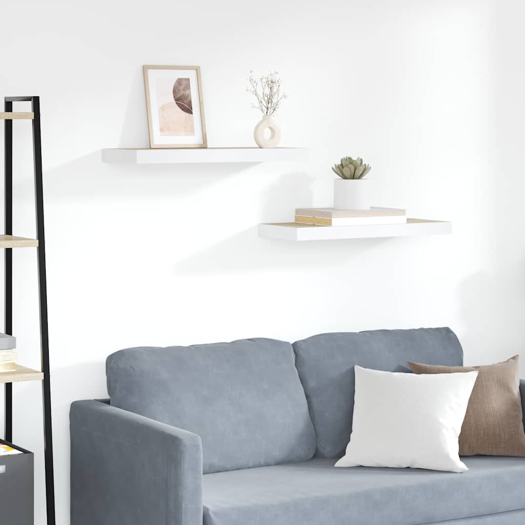 vidaXL Schweberegale 2 Stk. Eichen-Optik und Weiß 60x23,5x3,8 cm MDF