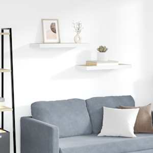 Stenske police 2 kosa barva hrasta in bela 60x23,5x3,8 cm MDF