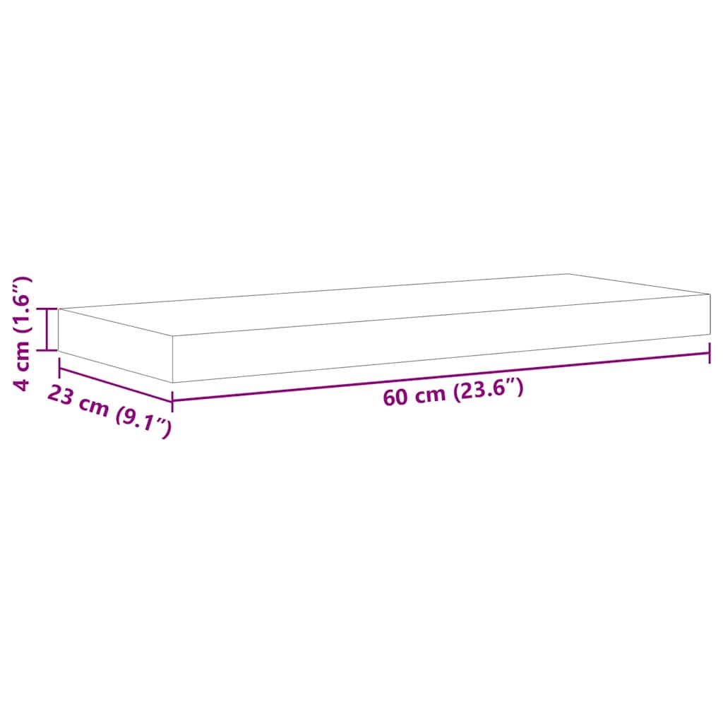 Plovoucí nástěnné police 4 ks dub a bílé 60 x 23,5 x 3,8 cm MDF - obrázek 16