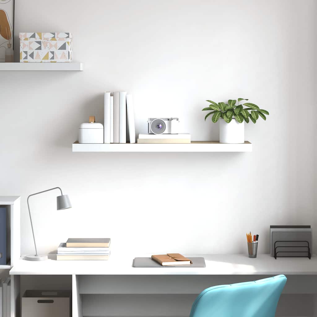 Thumbnail - vidaXL Schweberegal Eichen-Optik und Weiß 80x23,5x3,8 cm MDF