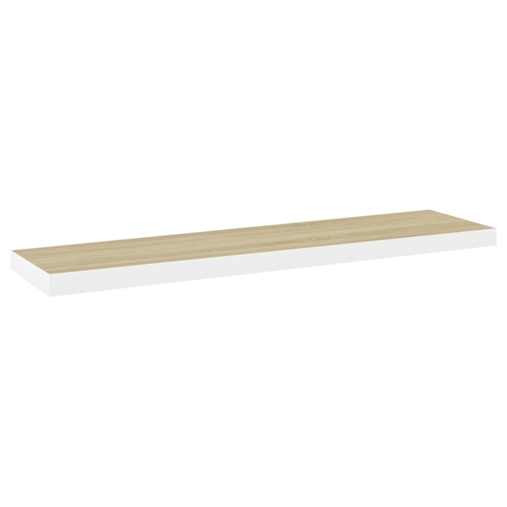 

vidaXL Floating Wall Shelf Oak and White 35.4"x9.3"x1.5" MDF