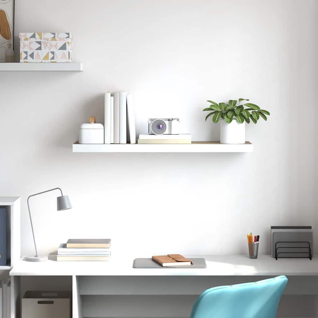 Thumbnail - vidaXL Schweberegal Eichenoptik und Weiß 90x23,5x3,8 cm MDF