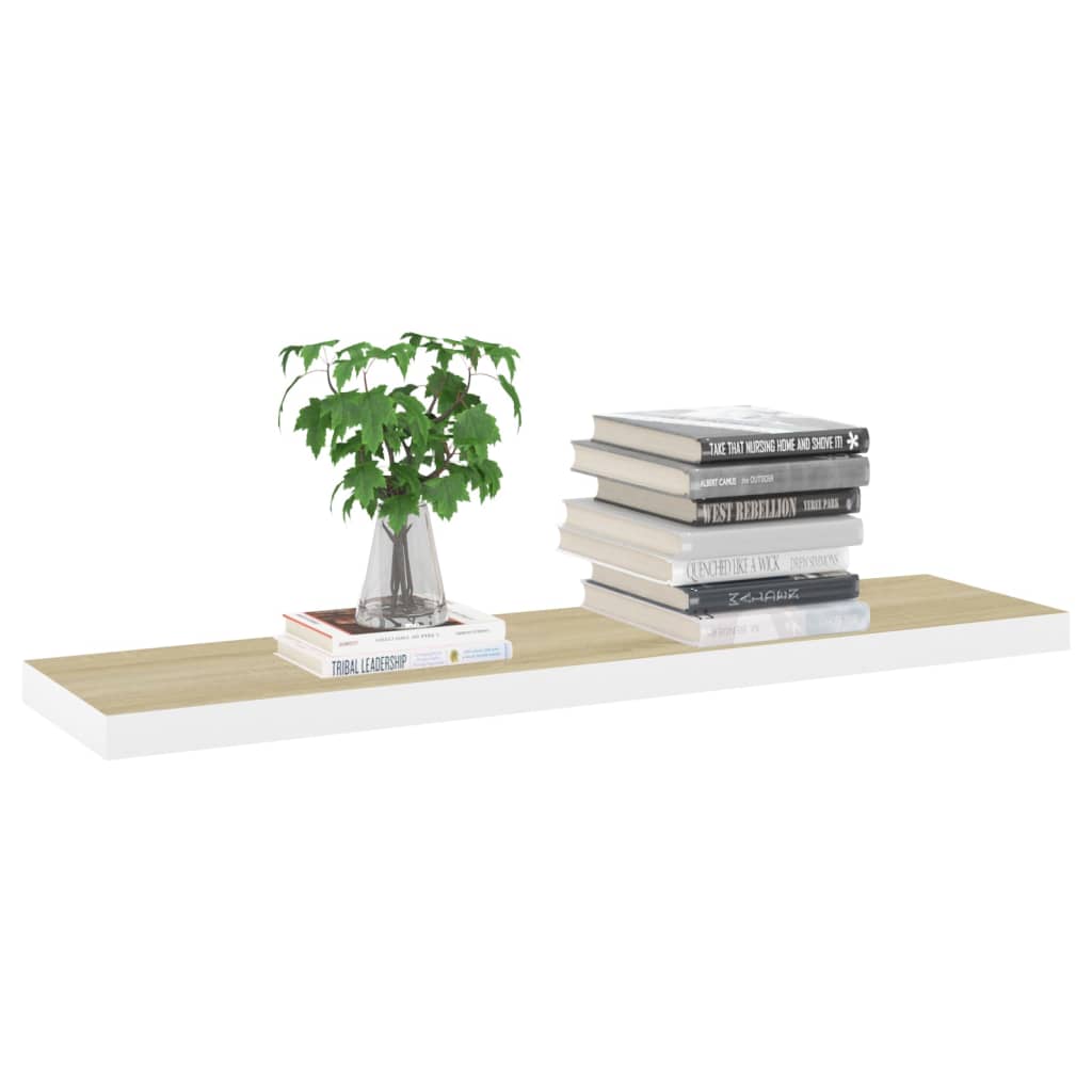 vidaXL Wandschappen zwevend 2 st 120x23,5x3,8 cm MDF eikenkleurig wit afbeelding