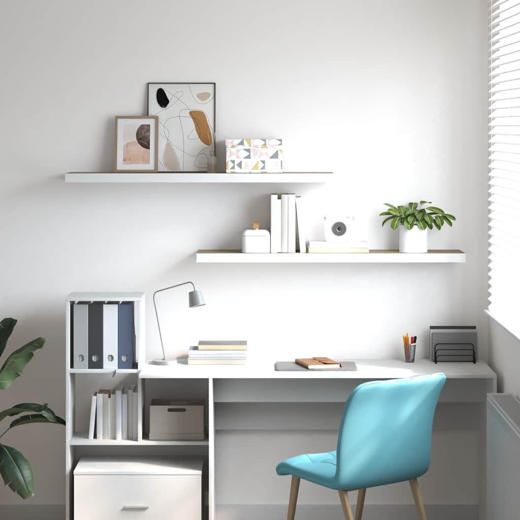 Thumbnail - vidaXL Schweberegale 2 Stk. Eichen-Optik und Weiß 120x23,5x3,8 cm MDF