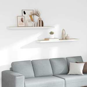 Stenske police 2 kosa barva hrasta in bela 120x23,5x3,8 cm MDF