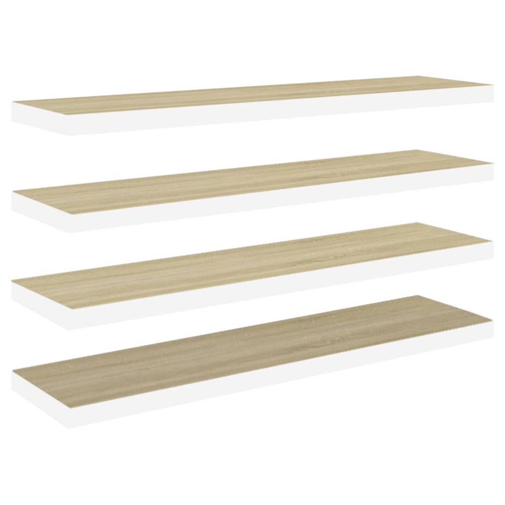 

vidaXL Floating Wall Shelves 4 pcs Oak and White 47.2"x9.3"x1.5" MDF