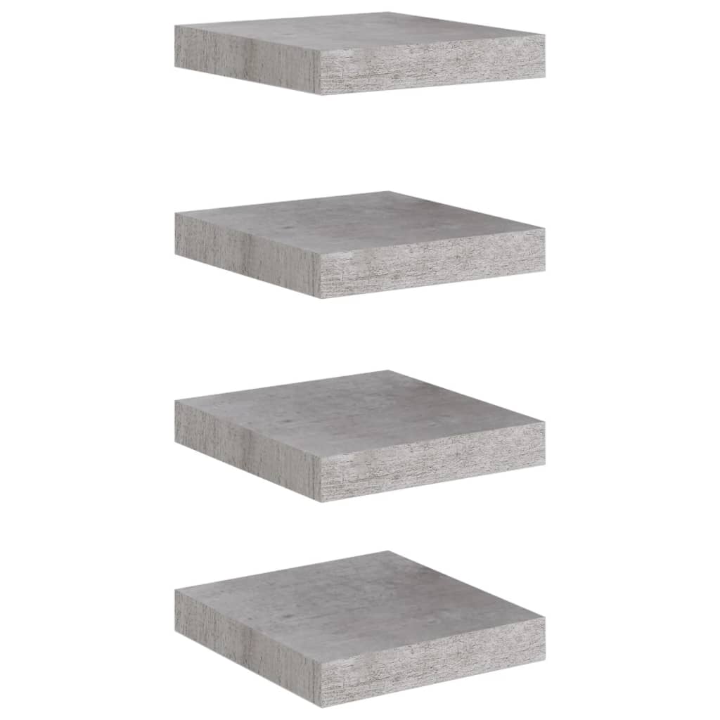 Image of vidaXL Floating Wall Shelves 4 pcs Concrete Grey 23x23.5x3.8 cm MDF