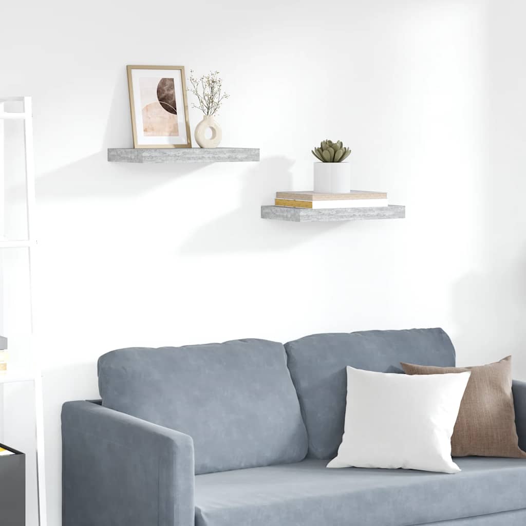 vidaXL Kelluvat seinähyllyt 2 kpl betoninharmaa 40x23x3,8 cm MDF