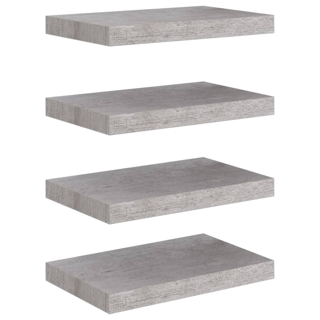 

vidaXL Floating Wall Shelves 4 pcs Concrete Gray 15.7"x9.1"x1.5" MDF