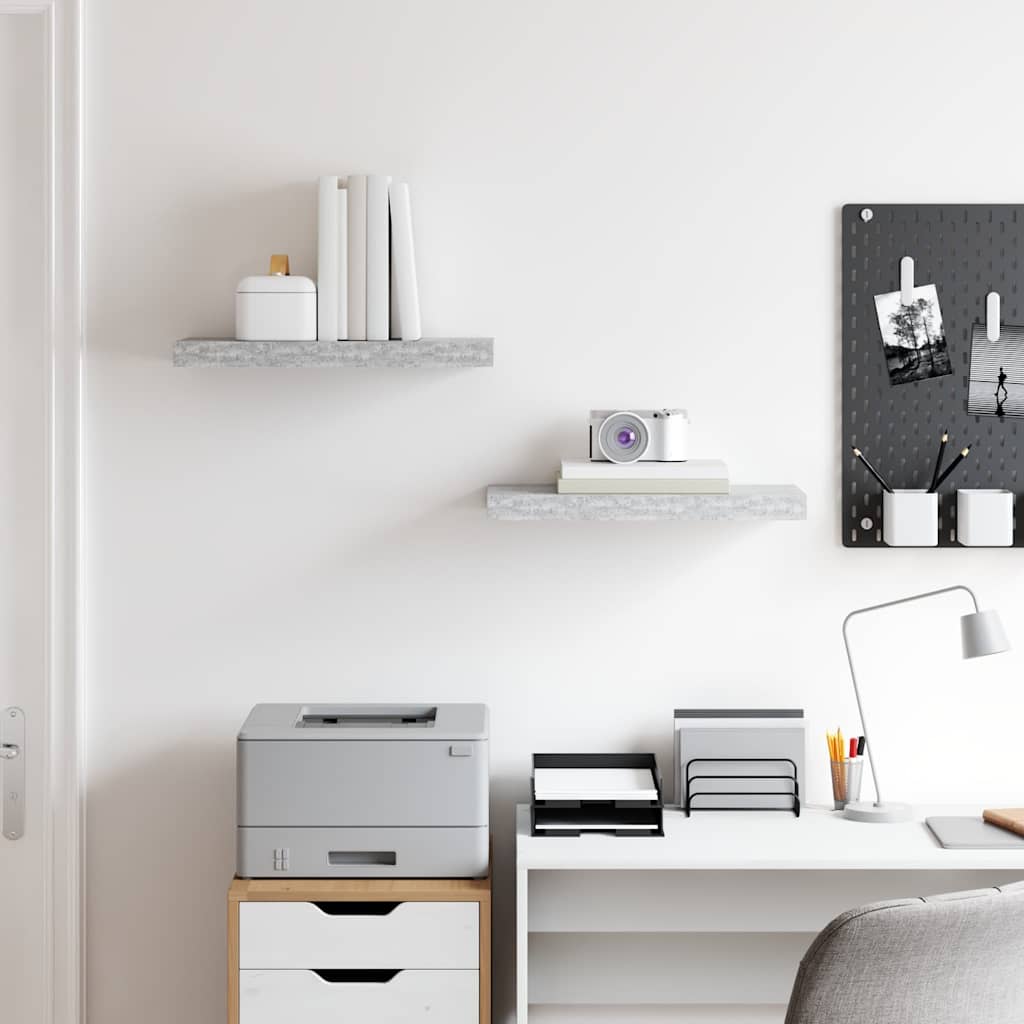 Thumbnail - vidaXL Schweberegale 2 Stk. Betongrau 50x23x3,8 cm MDF