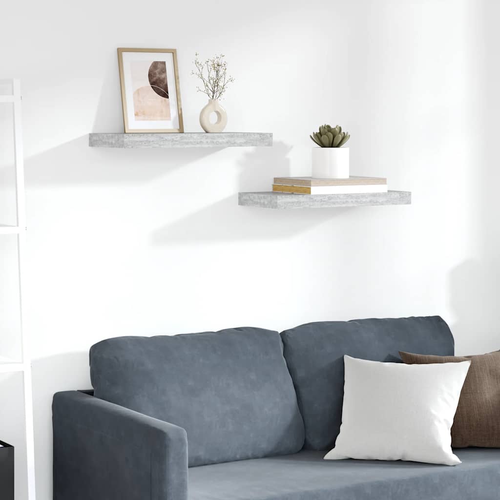 vidaXL Schweberegale 2 Stk. Betongrau 50x23x3,8 cm MDF