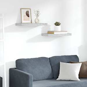 Stenske police 2 kosa betonsko sive 50x23x3,8 cm MDF