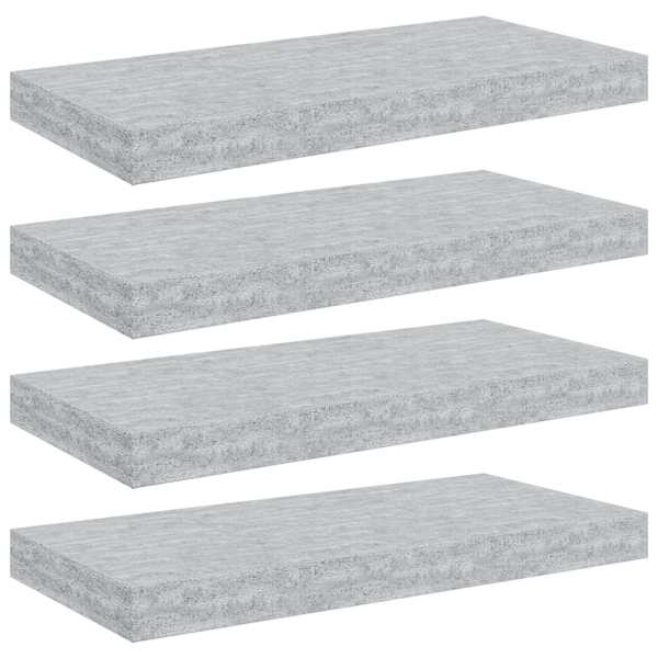 vidaXL seinariiulid, 4 tk, betoonhall, 50 x 23,5 x 3,8 cm MDF