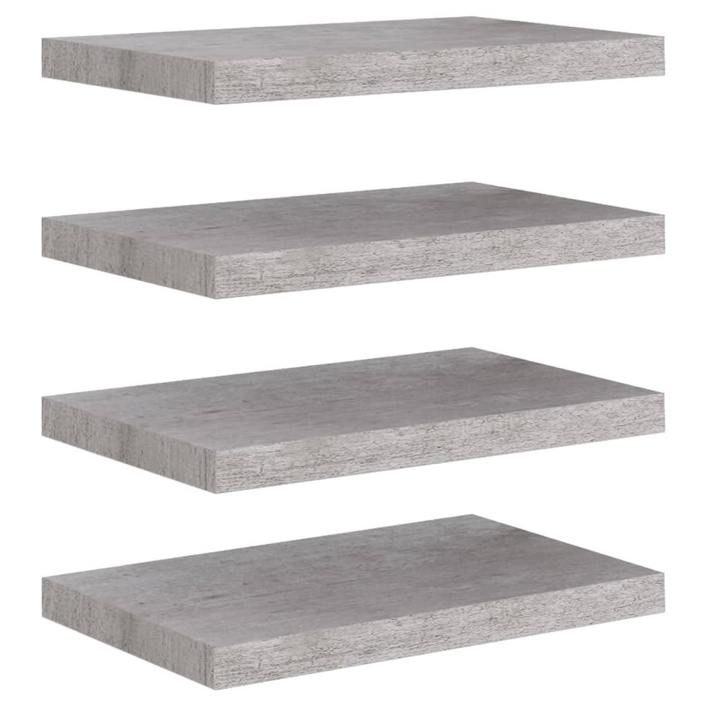 

vidaXL Floating Wall Shelves 4 pcs Concrete Gray 19.7"x9.1"x1.5" MDF