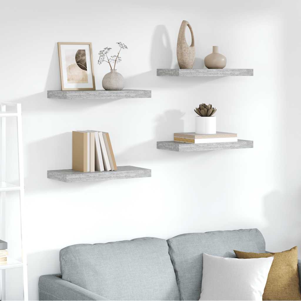 Thumbnail - vidaXL Schweberegale 4 Stk. Betongrau 50x23x3,8 cm MDF