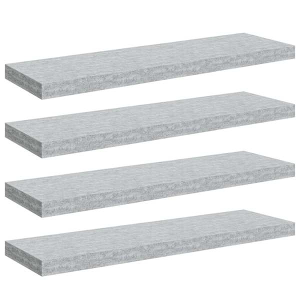 vidaXL seinariiulid 4 tk, betoonhall, 80 x 23,5 x 3,8 cm MDF