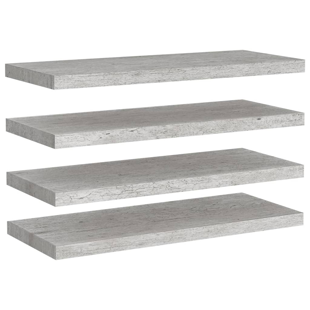 Image of vidaXL Floating Wall Shelves 4 pcs Concrete Grey 80x23.5x3.8 cm MDF